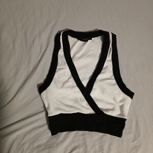 Forever 21 Black & White Cropped Wrap Tank